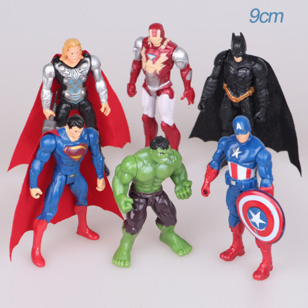 6 sorterere Nemesis League Amerikanske kaptene Thor Superman Batman Hulk Iron Man handmanövrerade dockprydnader CDQ