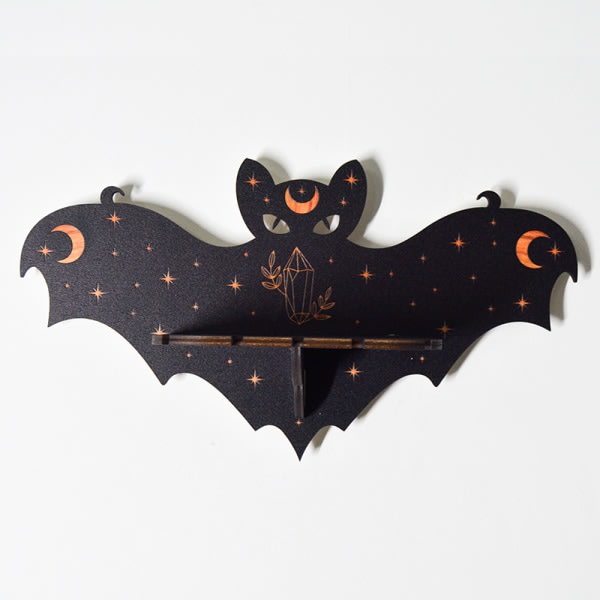 Fladdermushylla Kistylla Sp?klika flytande hyllor Goth Decor Bat S Black one size