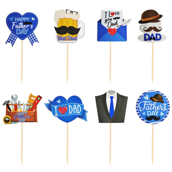 24st Grattis på fars dag Tårta Toppers Pappa Papper Bokstäver Print 24pcs