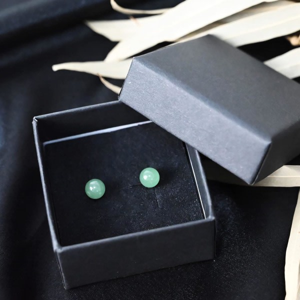 6 mm gröna jade örhängen för kvinnor, 925 sterling hopea örhängen för känsliga öron