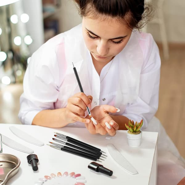 6 stk. negleprikkepensler + prikkeværktøjer – dobbeltsidede – 2×sort + pink – til neglekunst og detaljer