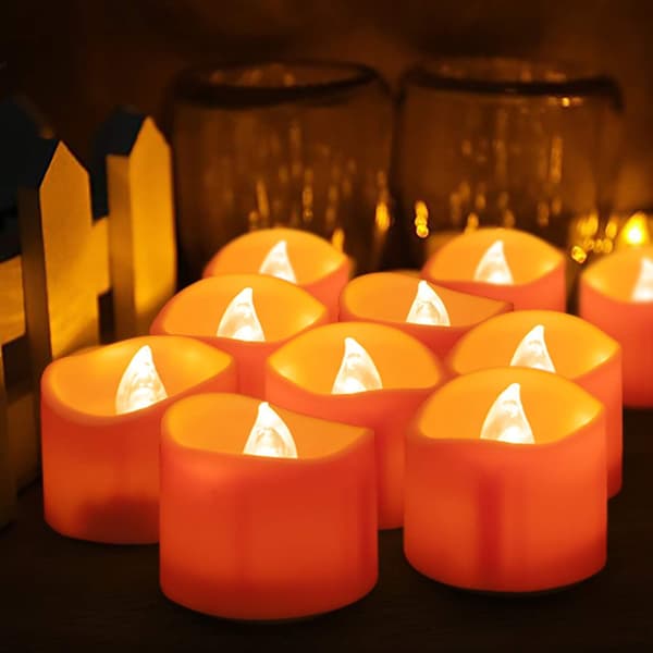24-pakning oransje LED-telys, batteridrevne LED-telys, små