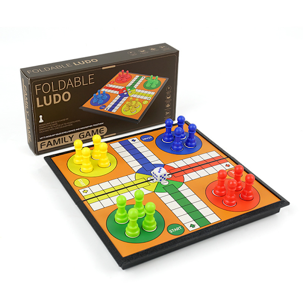 12 tommer Ludo & Slanger og Stiger 2-i-1 Klassisk brætspil for voksne og børn, Inkluderer 1 bræt, 2 terninger, 16 brikker, regler og bæretaske