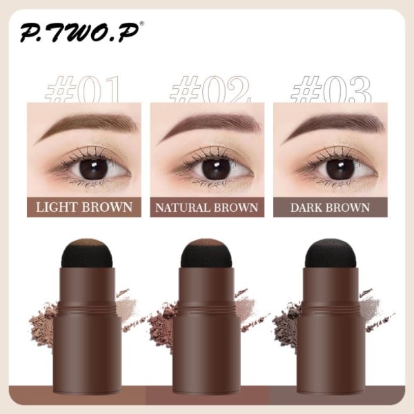 1 Set Perfect One Step Eyebrow Stamp Stencil Kit Eye Enhance Natural Brown