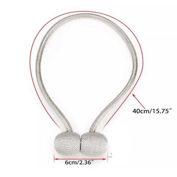 2-pakk - Gardinimagneetti / Gardinpidike - Magneettiset Silver Silver