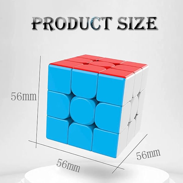 Speed ​​Cube 3x3x3, No Sticker Cube Puslespil fuld størrelse 56mm