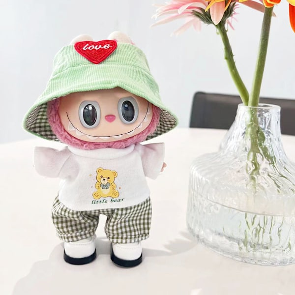 3 kpl (vain vaatteet) 17 cm riippuva blindbox macaron Labubu Labubu Time to chill -nukenvaatteet