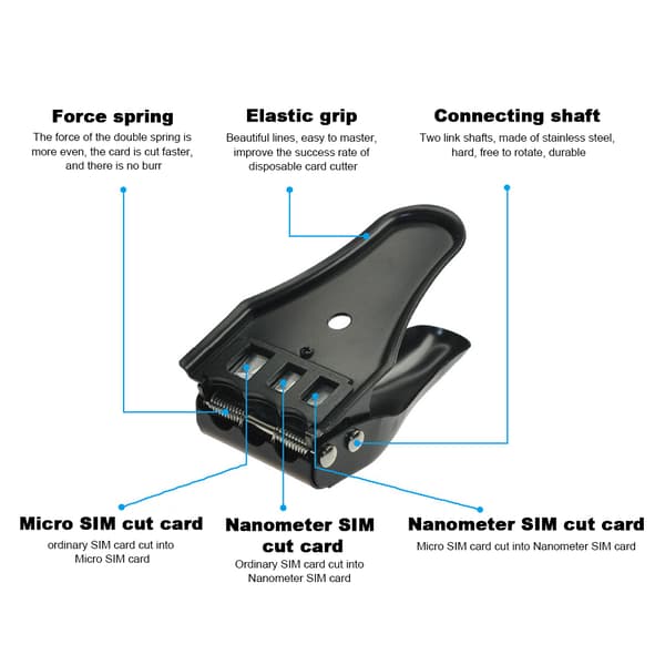 Universell 3-i-1 Standard Micro Nanometer SIM-kortskärare 3 SIM-adapter 1 SIM-kortsnål