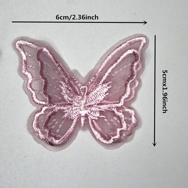 CDQ 20 st Butterfly sy Patch sömnad DIY (ljusrosa, 2,36 x 1,96 tum)