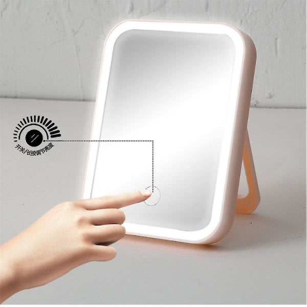 Led Ljusstyrka Makeup Mirror Touch Justerbar Opplastingsbart skjønnhetsverktøy|sminkspegel (rosa)