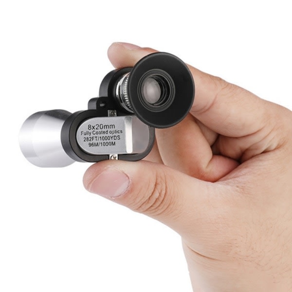 8x20 HD Nattesyn Mini Lomme Zoom Monokulær Udendørs Teleskop Sort