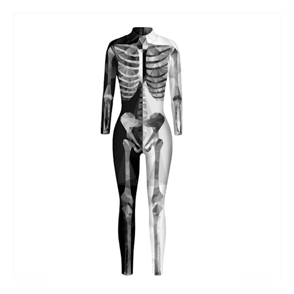 Voksen  Chilren Skeleton Kostyme Kvinner Glød i Mørket Skeleton Kostyme Halloween Fancy Dress Up Rollespill Cosplay 3 M