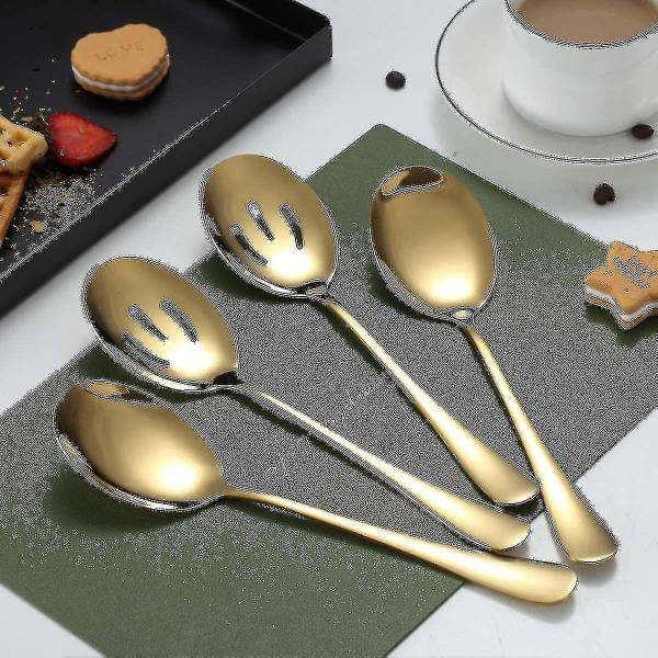 Guld serveringsskeer 4 stk Inklusive 2 serveringsskeer 2 hulleskeer zdq