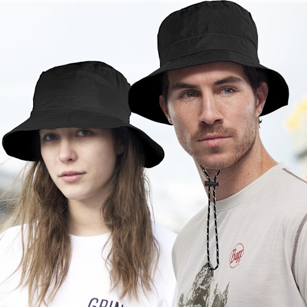 Packbar Bucket Hat Dam Justerbar Sommar Lättvikts Hatt Vikbar Strand Fiskehatt (Svart)