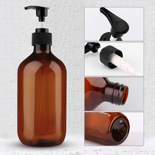 Soap Dispenser - Refillable - PP5 Plastic Brown with Pump - For Kitchen and Bathroom - 500 ml - Brown - 2 pieces