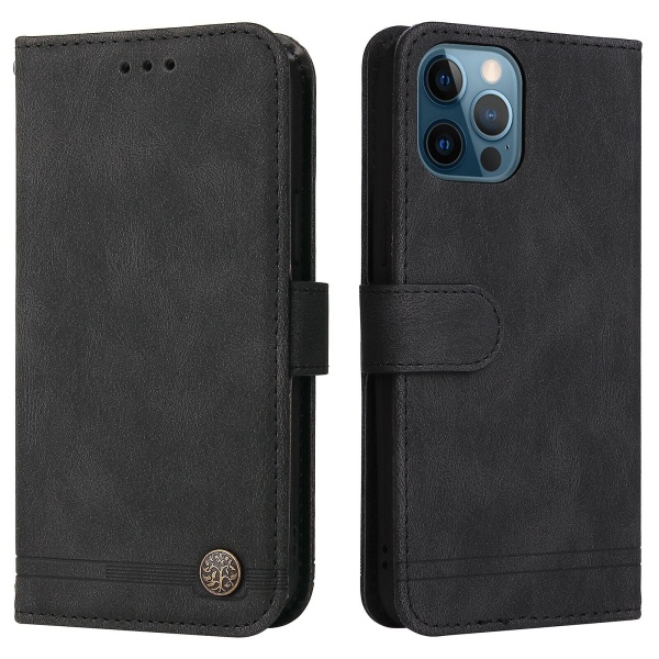 Case För Iphone 12 Pro Plånbok Flip Pu Cover Magnetstängning Flip Case Handväska Stil Med Kreditkortshållare Case - R Black A