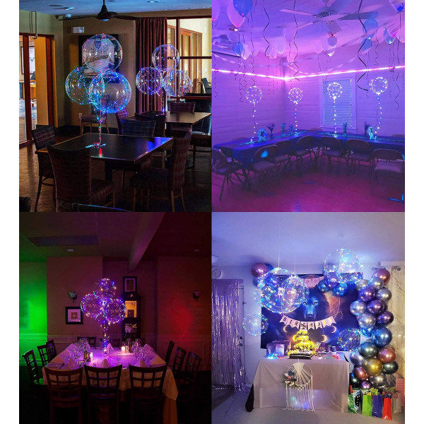 LED-balloner 10-pak, lysende balloner 20 tommer klare heliumballoner, glødepære bobleballoner med lyskæder til Valentinsdag Farverig