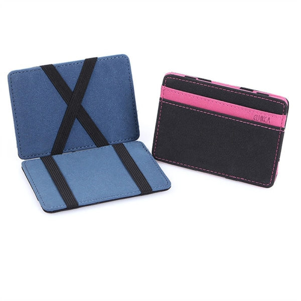 Magisk plånbok för män, clips Elastiskt band Small Cash Blue 100*70*8MM