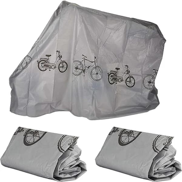 Cykelöverdrag Vattentätt Polyester Dammskydd för Utomhus Cykelförvaring Grå 100 x 210 cm