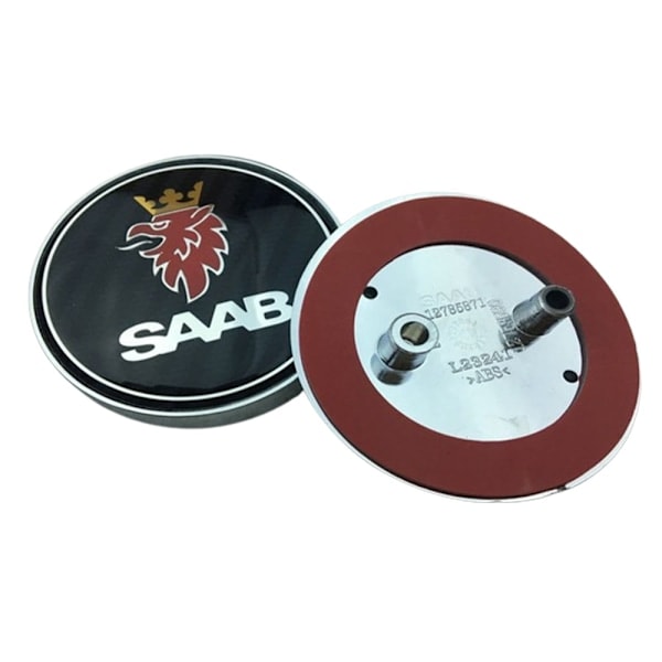 2 stk. kulfiber bil front hætte logo bagagerums emblem til Saab 68mm