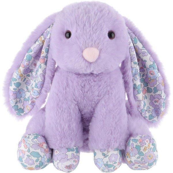 Lammlegetøj Plys lilla kanin bamse med fluffy bløde blomsterører 7,9 tommer