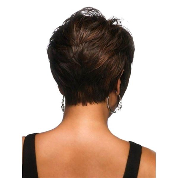 Kvinnors korta raka pixie-cut peruk, pojkfrisyr peruk