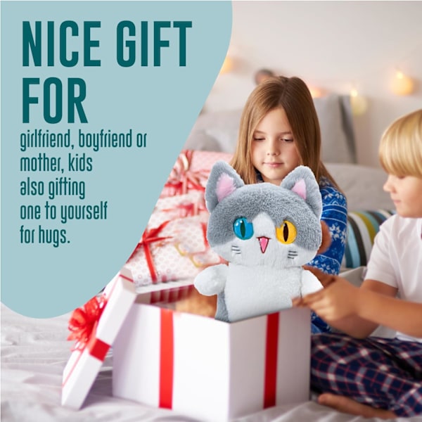 Lang Katt Plysjleketøy Søt Plushie Kose Plysjpute Hai Katt Fylt Dyr for Jenter og Gutter Grå 19.7\" Grey