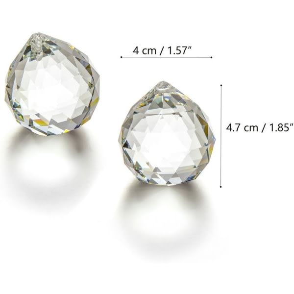 Klarglas Kristallkula Prismhänge 40 mm 2-pack