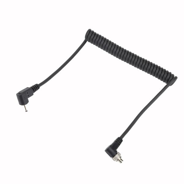 2,5 mm til hann Flash PC-synkroniseringskabel med skrulås forlenget spiralformet kabel