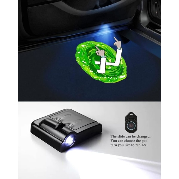 2 kpl Auto-Ovivalojen Logoprojektoria Rick and Mortylle Auto-Oviprojektorilamput Tervetuloa Valtuus Ghost Shadow Lamppu Universaali Langaton