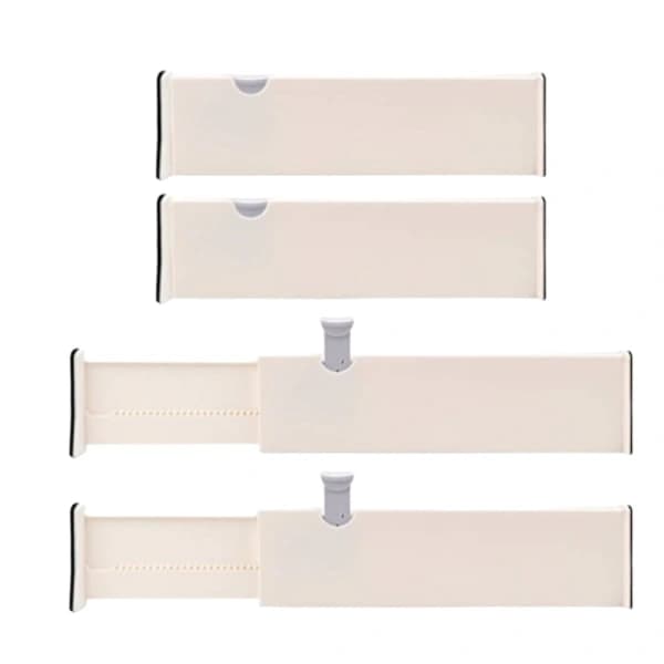 Setti, jossa 4 säädettävää laatikonjakajaa Organizer Separators -