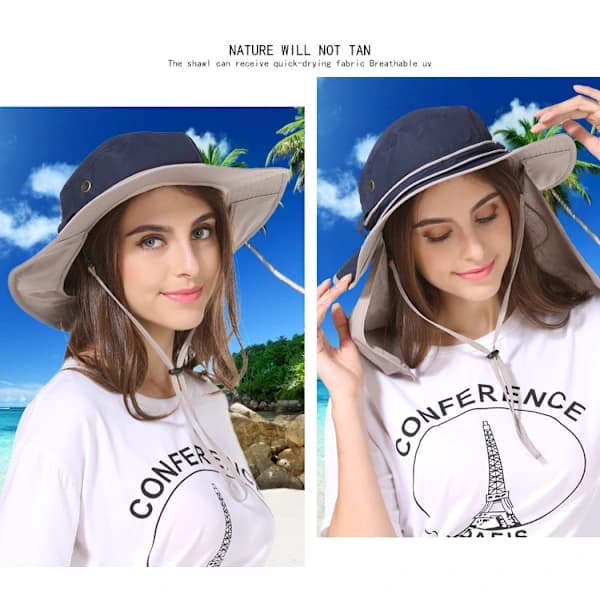 Men's Hat with Neck Protection, Quick-Drying UV Protective Cap H H H