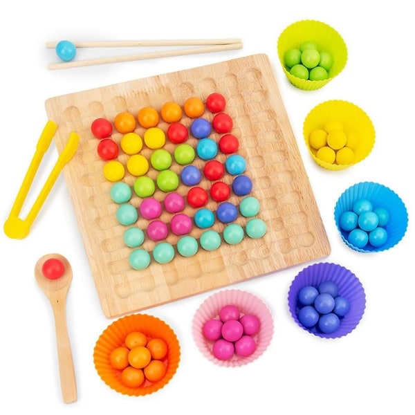 Trä Barnleksaker Händer Hjärnträning Clip Pärlor Pusselbräda Math Game Baby For Børn| null ingen