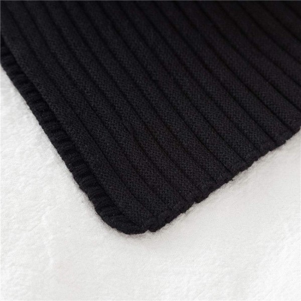 CDQ Stickad halsduk, vinterskjerf, sirkelscarf, tykk varm stickad halsduk for kvinner (aprikos) svart