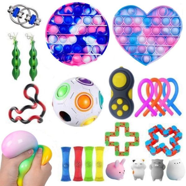 23 stk. fidget legetøj pakke fest favoriser sensorisk pop it stressbold