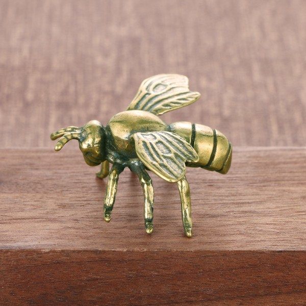 M?ssing Insekter Statyetter Miniatyrer Bee Tea Pet Prydnadsf?rem?l Blomma Bronze ONESIZE