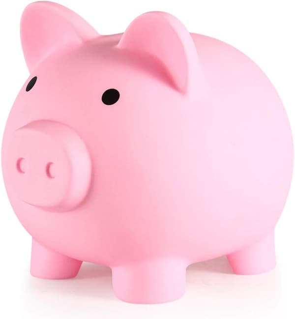 Uknuselig sparegris for barn, medium sparebøsse i plast for småbarn, søt rosa sparegris som gave til bursdag for gutter og jenter