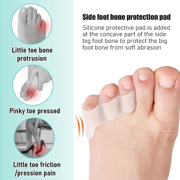Tåavskiljare i bitar, små tåskydd, Soft Gel Toe Correctors, Trehåls tåseparator för Superpo Toes