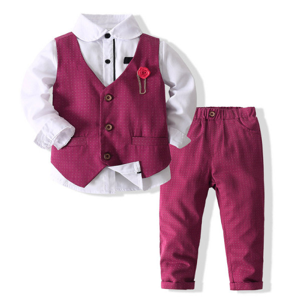 Pojkar värd klänning jakkesæt 2023 vårny rød 100cm (2-3 år gammel)