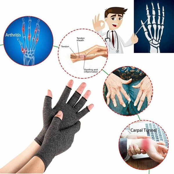 Artrithandsker, 1 par kompressionshandsker til rheumatoid og slidgigt, fingerløse handsker til ledsmerter Symptomlindring, L