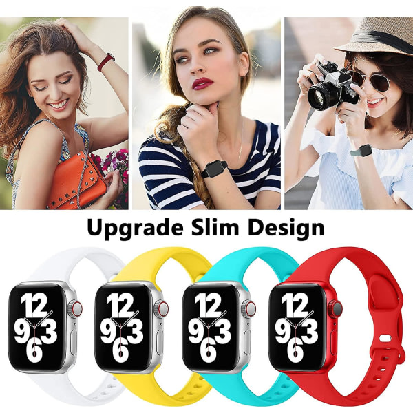 4-pack slimband kompatibel med Apple Watch Band 38mm 40mm for kvinder mænd kombination 2 42MM-44MM