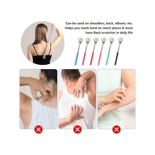 1 pc Back Scratcher, Telescopic Stainless Steel Back Scratcher, Extendable Scratching Hand Back Scraper with Rubber Coated Handle for Back Default Default