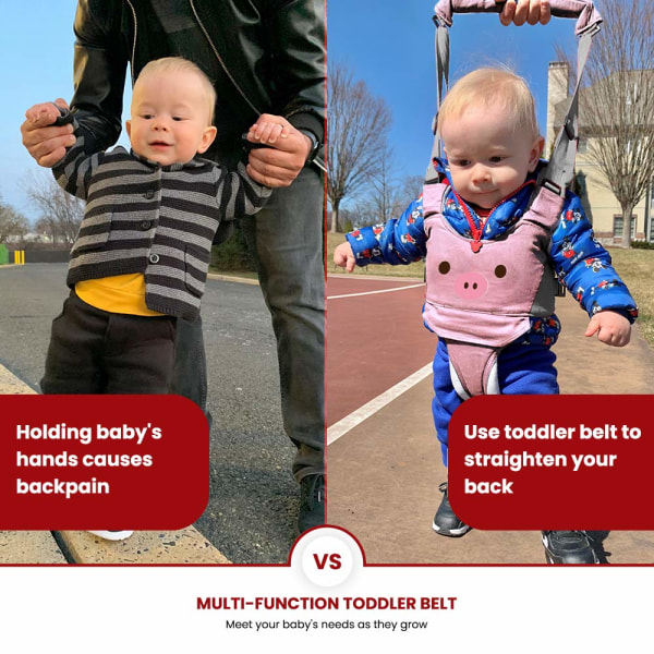 Gåsele til baby - håndholdt gåvognsassistent - gåvognsassistentsele til baby - rosa