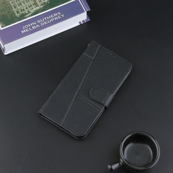 Kompatibel Iphone 12 Mini Case Läder Folio Cover Magnetic Premium Etui Coque - Svart null none