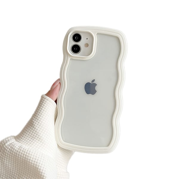 CDQ Kompatibel för iPhone 12/12 Pro Case med Curly -White