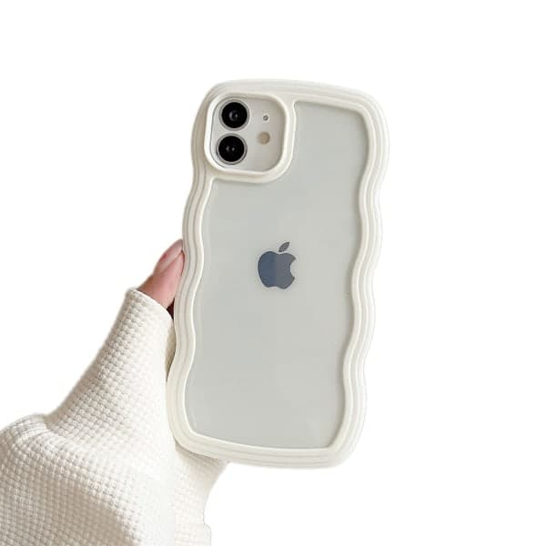 CDQ Kompatibel med iPhone 12/12 Pro-deksel med Curly - Hvit