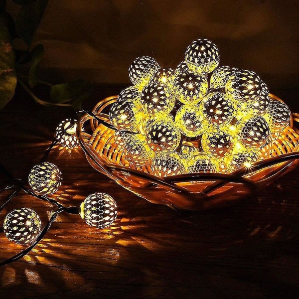 Globe String Lights Plug-in Metal Ball Fairy Lights, Anslutbar med bakplugg, Justerbar Med Multi Modes, Nyhetsdekorationer till jul, Hallo zdq