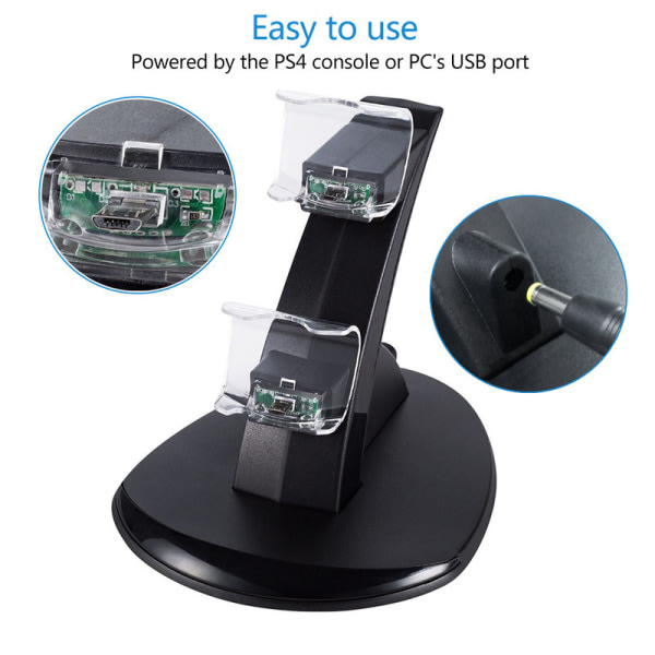 Ladestasjon for PS4 - Lader håndkontroll / Playstation Kontroll Svart