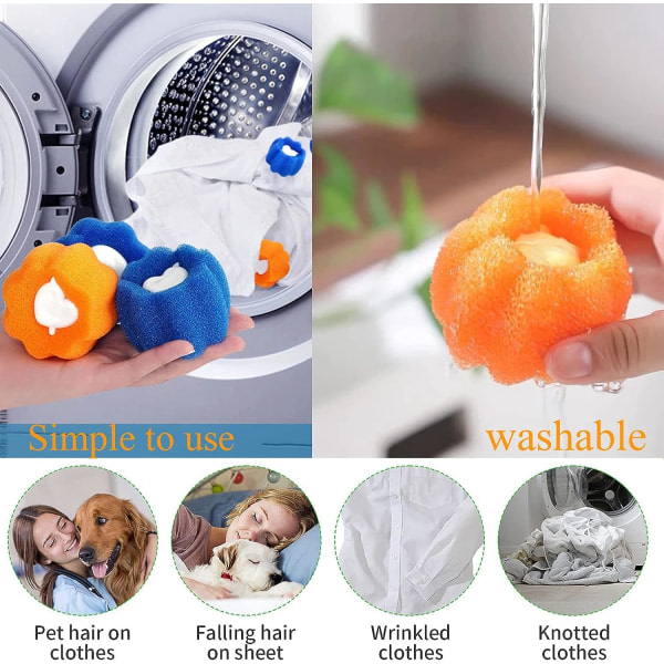 Hårborttagningsboll för tvättmaskin, 6 tvättmaskinsboll, tvätt