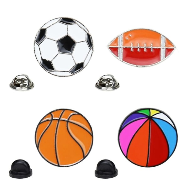 4 st Bröstnål Unik Chic Kreativ Sportboll Formad Liten Present Dräkt Rekvisita Dekoration Brosch Pin For Bankett Ball Party Som vist M